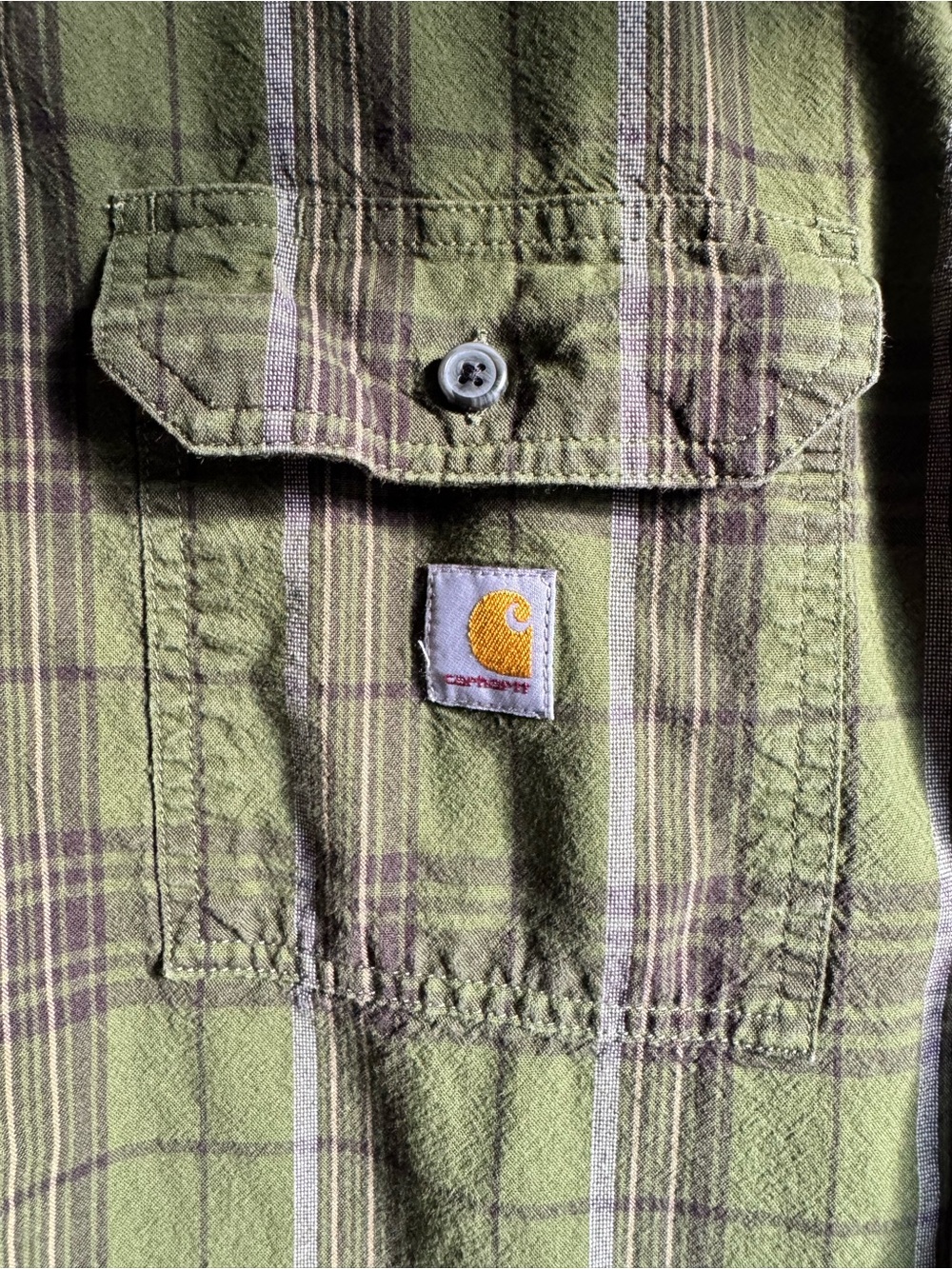 Carhartt Olive Green Plaid Button-Up Shirt - Picture 2 of 7